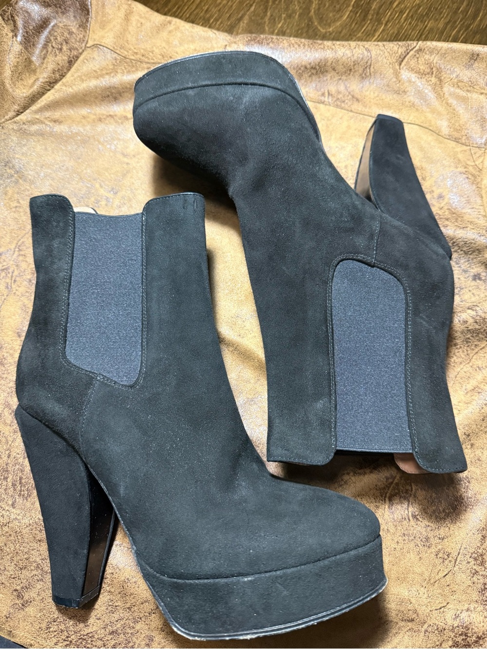 63. Marni Black Suede Platform Chelsea Ankle Boots